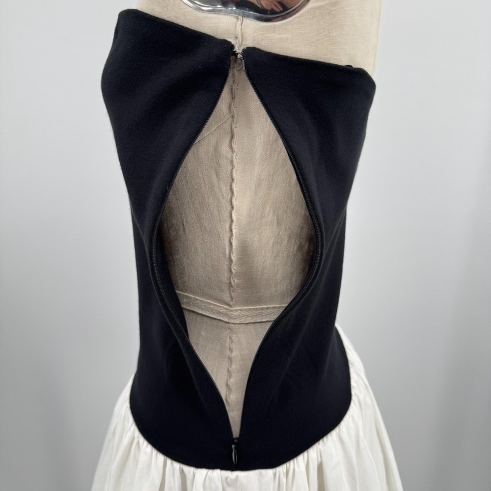 Camila Coelho Dress S Black White Strapless Drop Waist Bubble Mini Cocktail - Picture 6 of 14